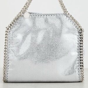 Stella McCartney Tiny Falabella Metallic Tote Silver